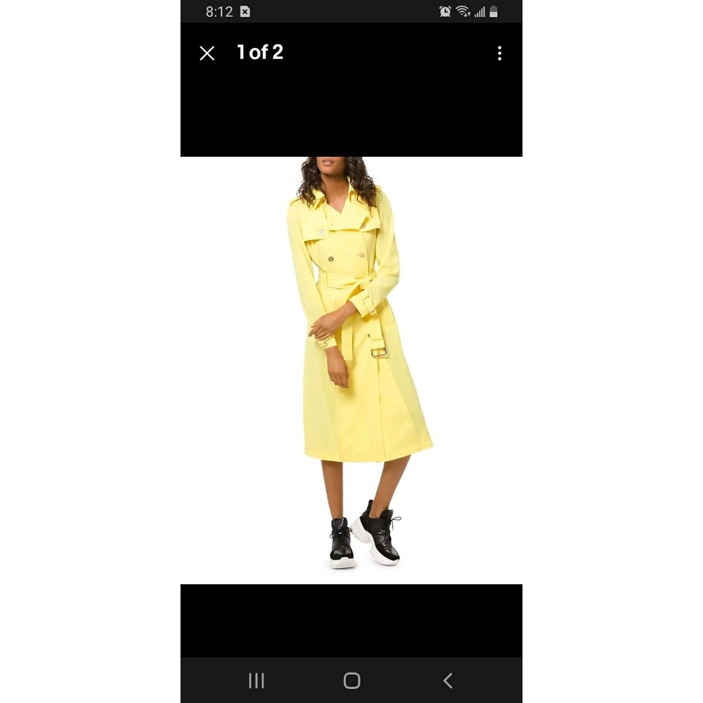 NEW $295 Michael Kors Yellow Sunshine Trench Coat Jacket LONG Spring Lightweight - Picture 2 of 9